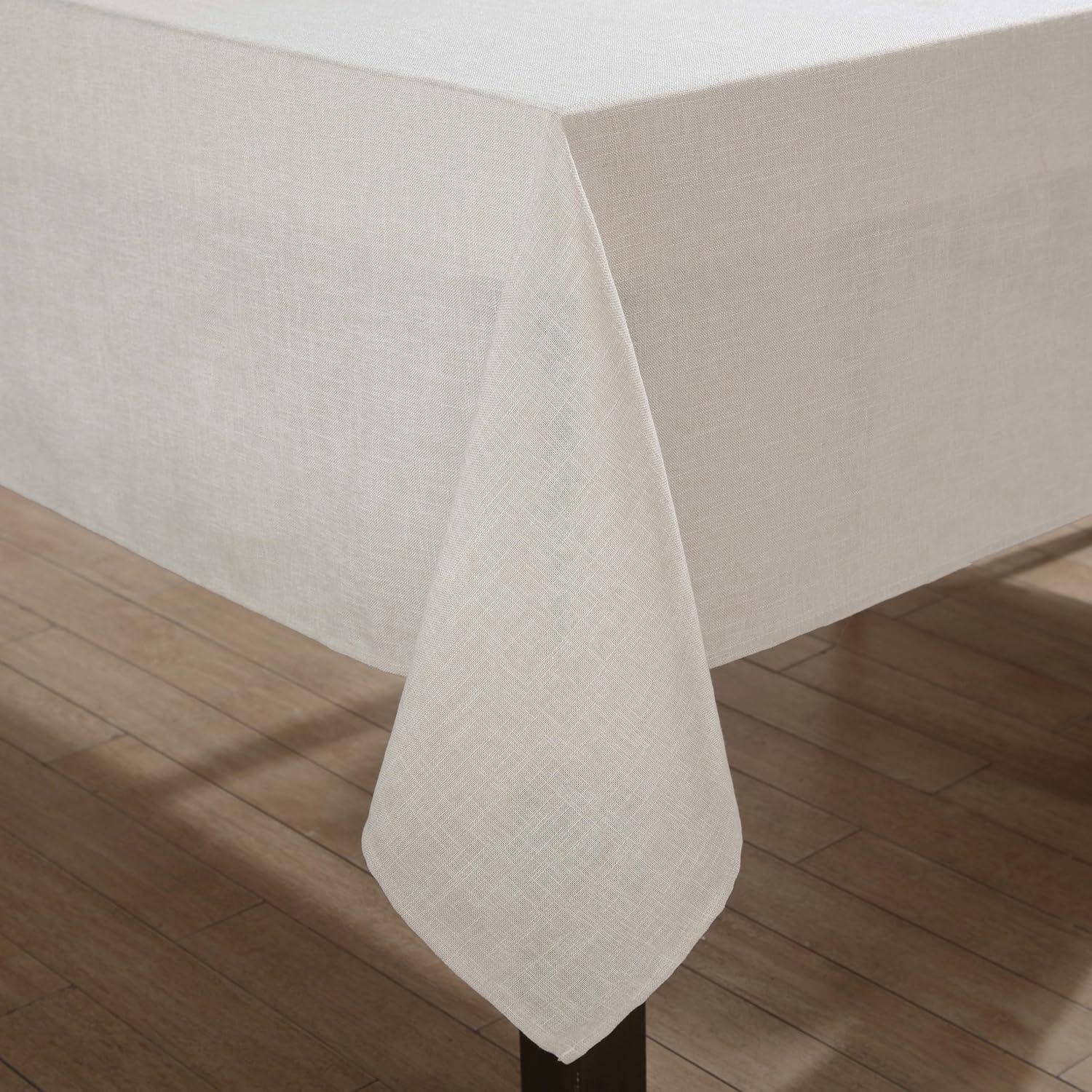 Ivory Rectangular Polyester Tablecloth, 60" x 84"