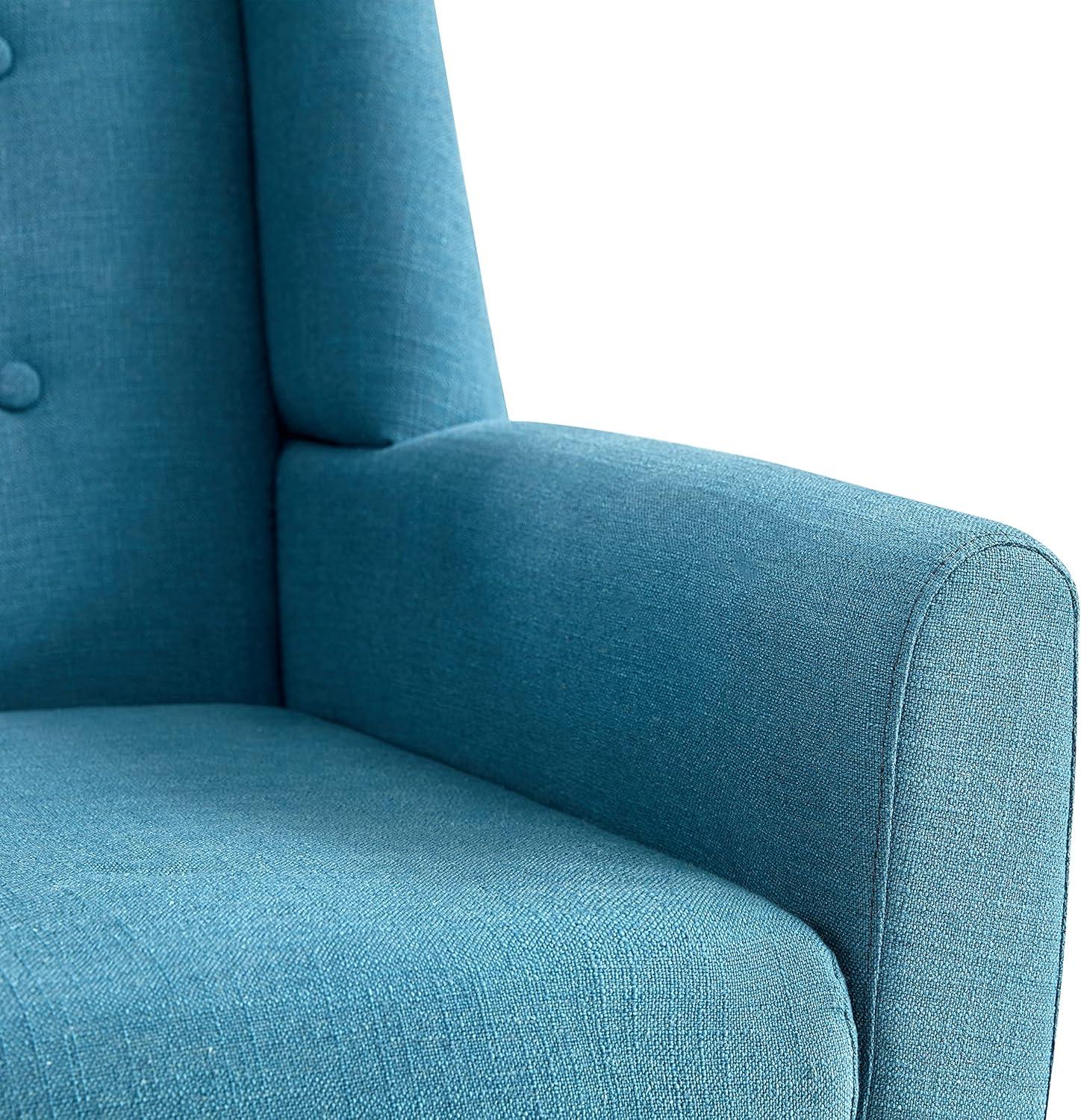HUIMO Modern Linen Upholstered Armchair Tufted Accent Chair Lake Blue