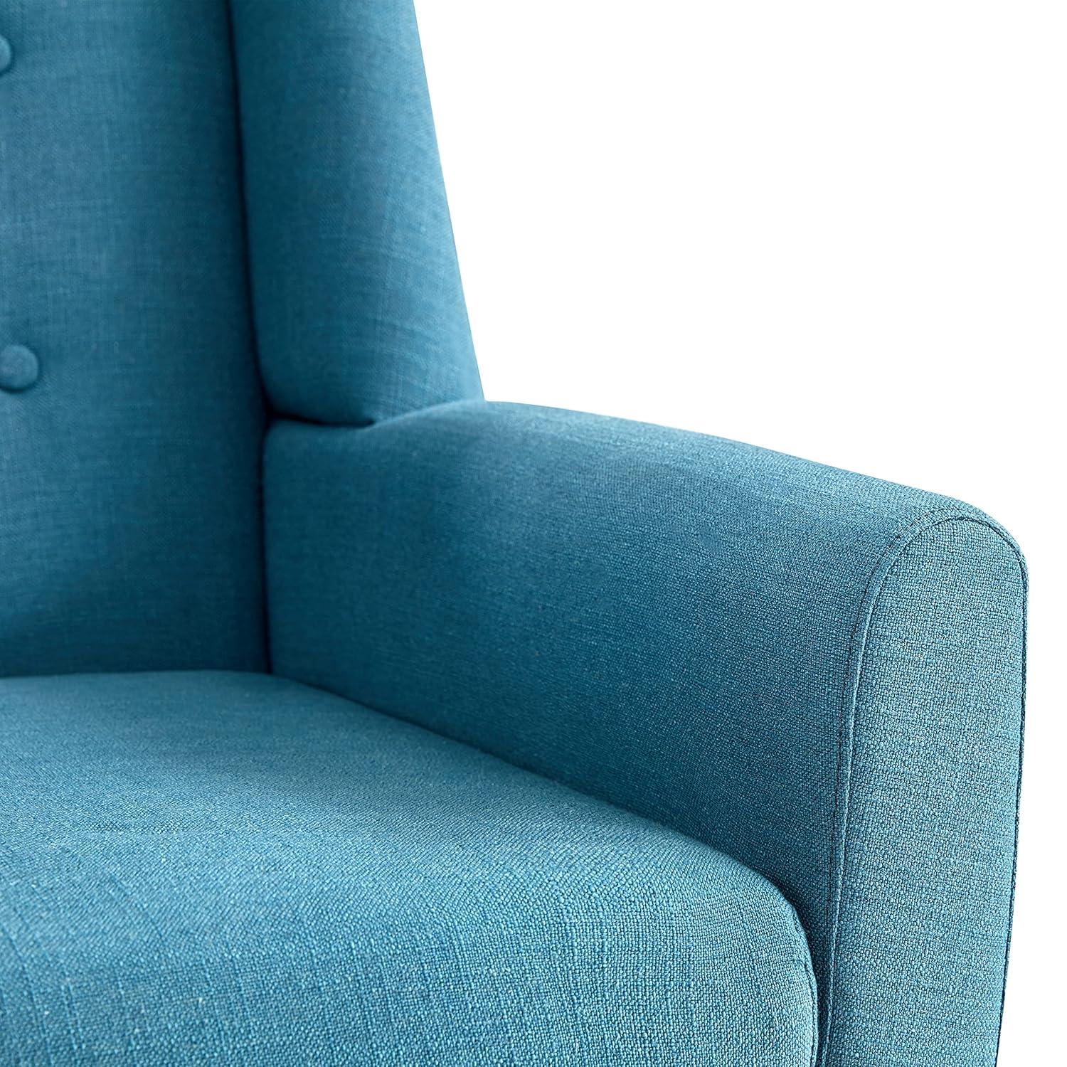 HUIMO Modern Linen Upholstered Armchair Tufted Accent Chair Lake Blue