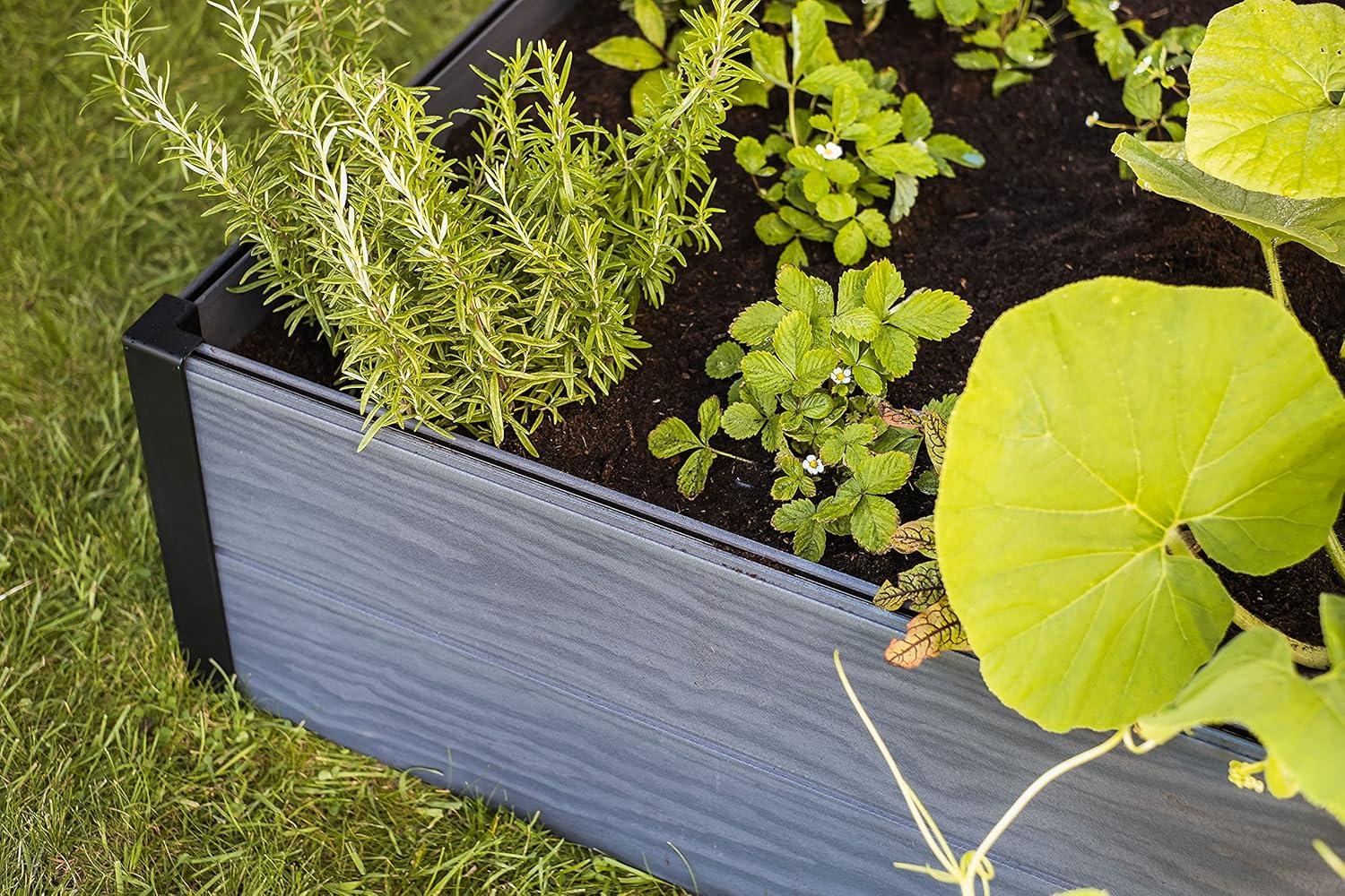 48" Grey Resin Wood-Look Outdoor Raised Garden Bed