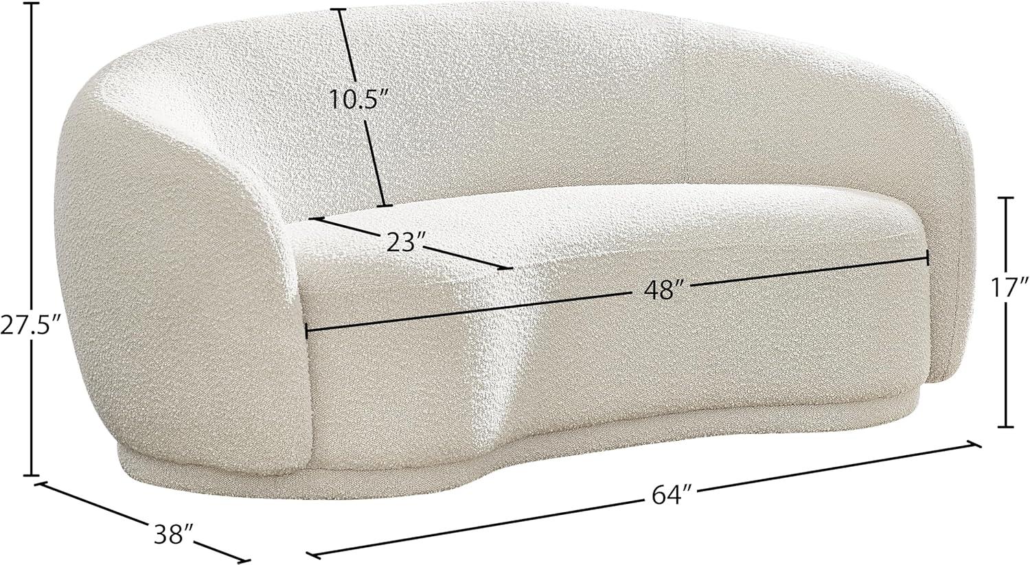 Meridian Furniture Hyde Cream Boucle Fabric Loveseat