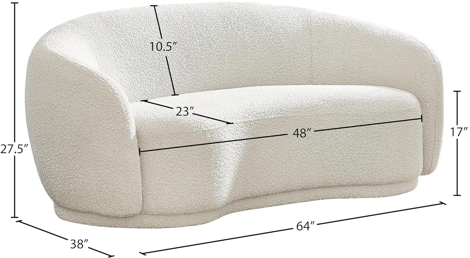 Meridian Furniture Hyde Modern Boucle Loveseat, Cream