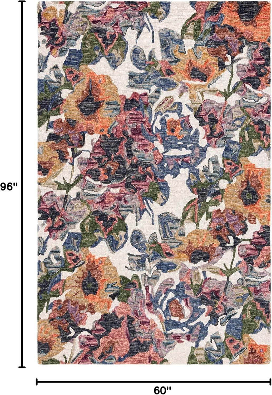 SAFAVIEH Blossom Ewart Floral Area Rug, Light Blue/Rust, 5' x 8'