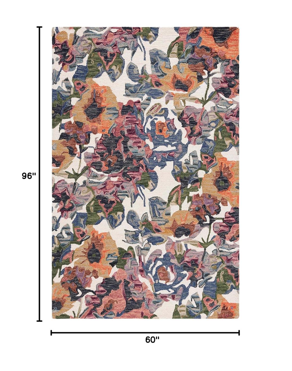 SAFAVIEH Blossom Ewart Floral Area Rug, Light Blue/Rust, 5' x 8'