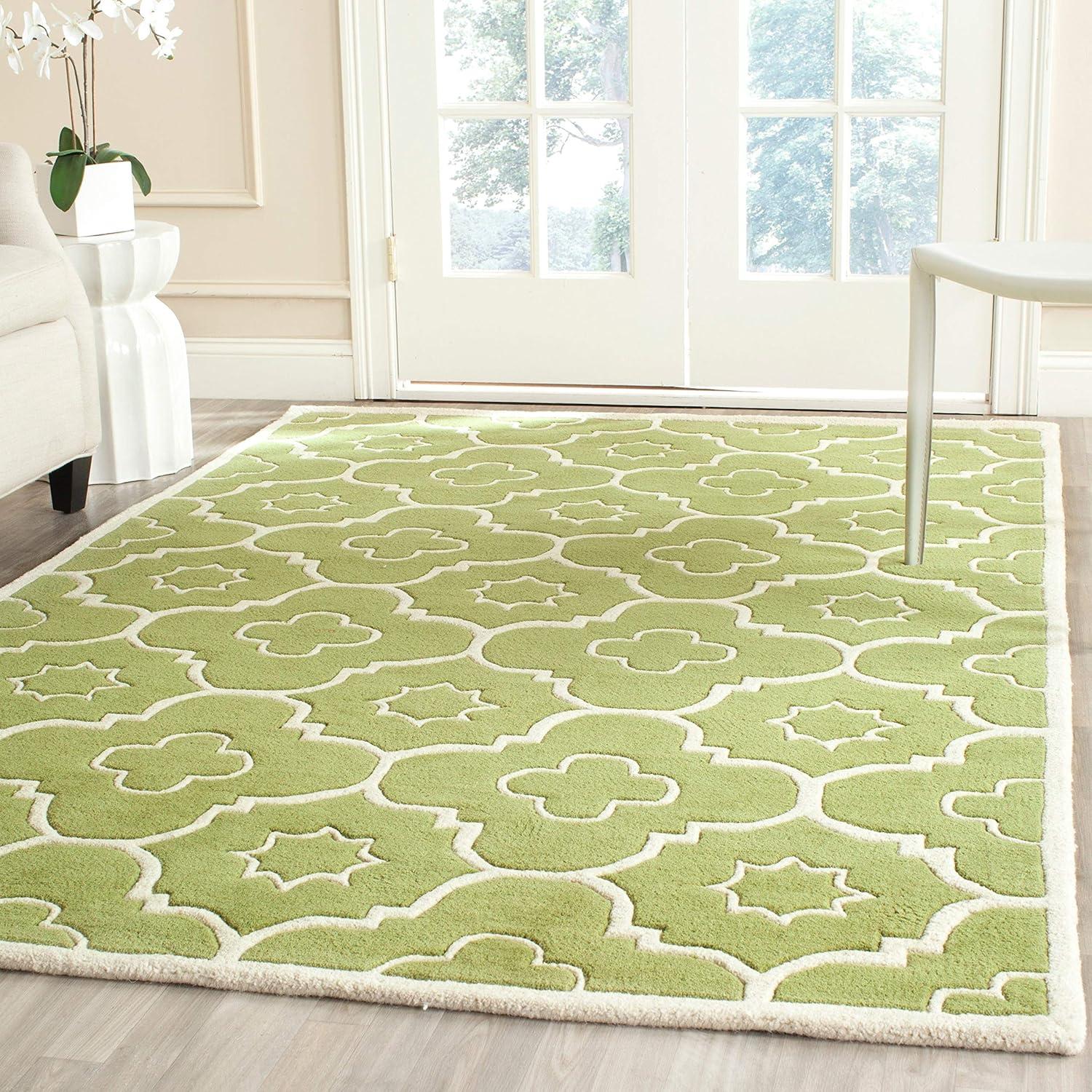 SAFAVIEH Chatham Diego Geometric Wool Area Rug, Green/Ivory, 8' x 10'