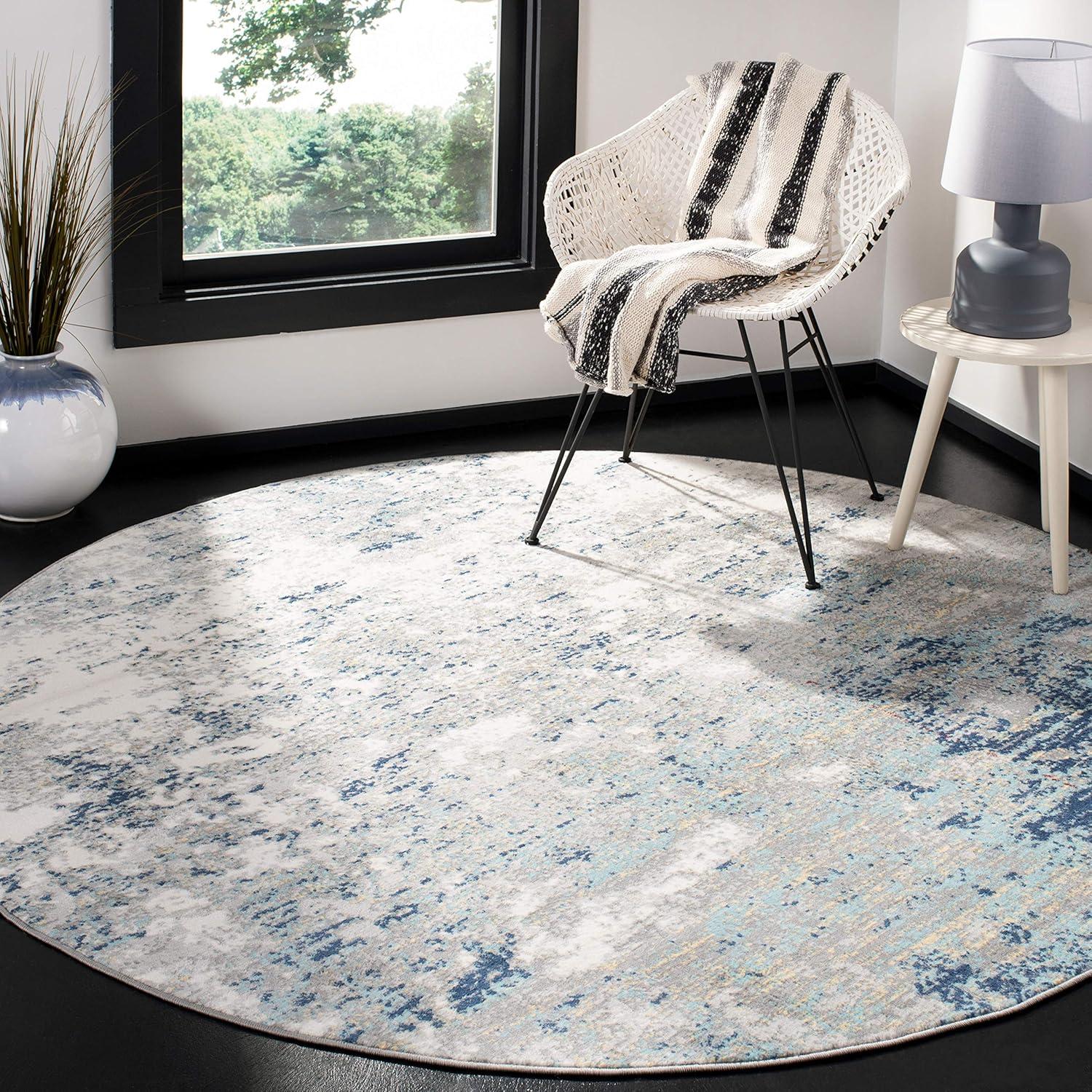 Jasper JSP107 Power Loomed Area Rug - Grey/Blue - 5' round - Safavieh.