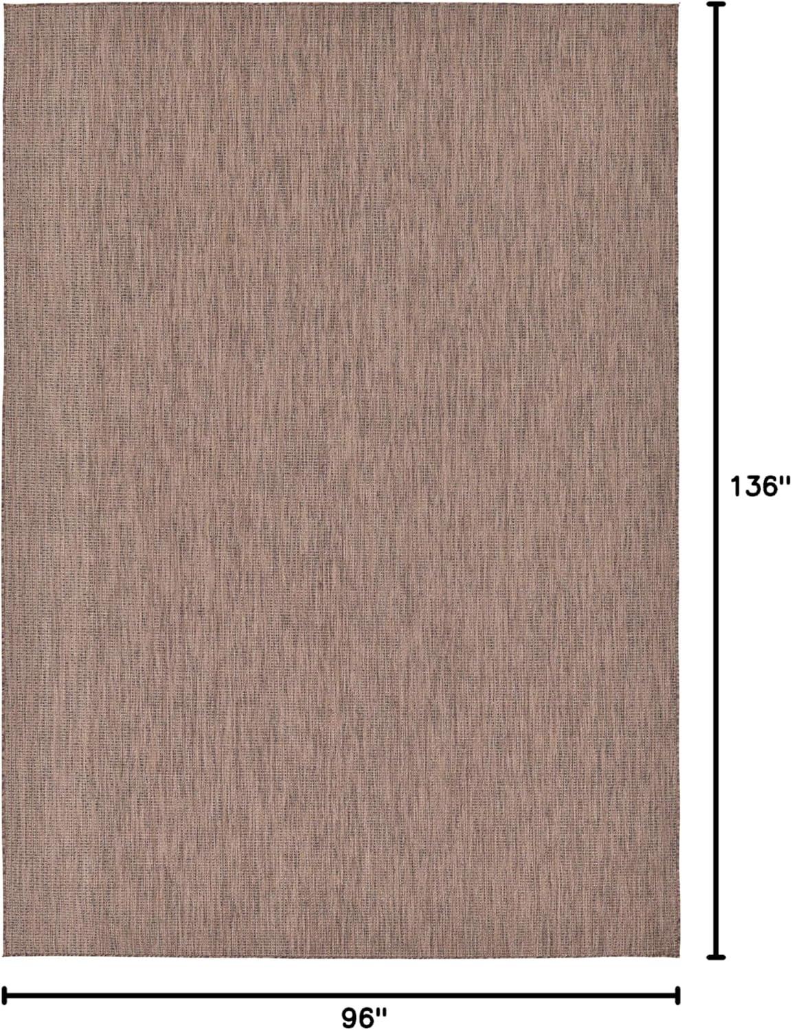 Unique Loom Outdoor Solid Collection Area Rug (8' x 11' 4" Rectangle Light Brown/Ivory)