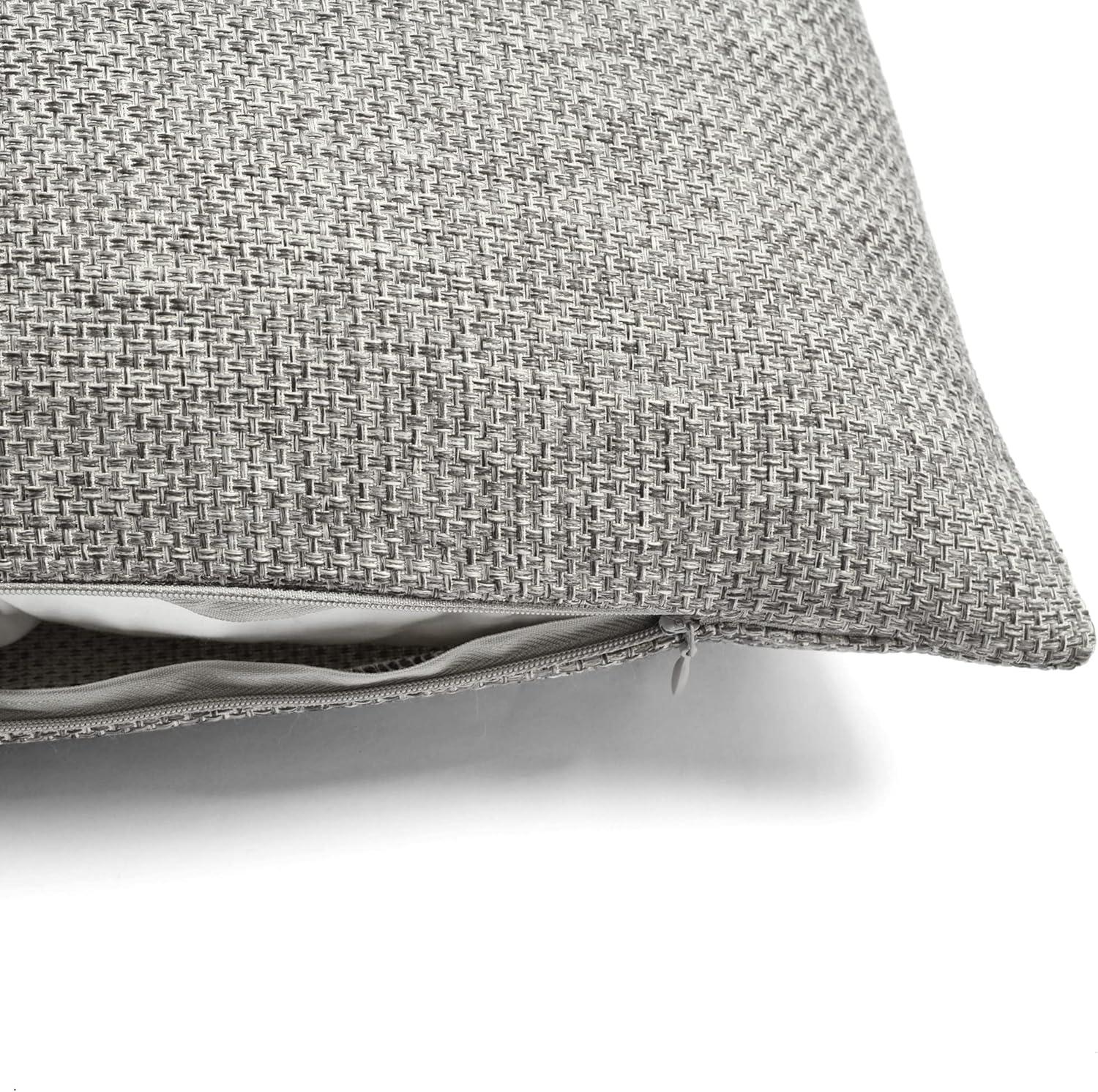 Oversize Linen Texture Woven Button Family-Friendly Throw Pillow Cover - Lush Décor