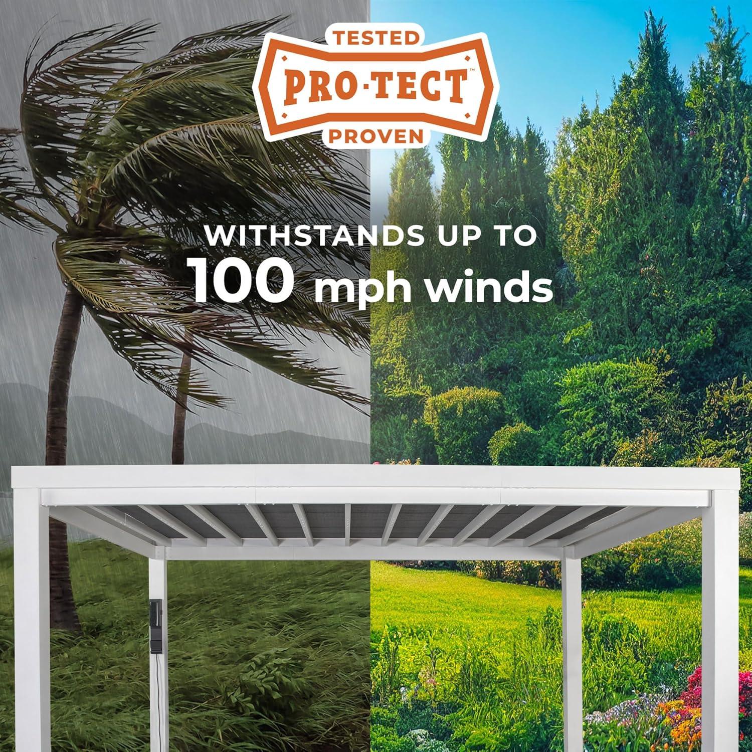 Backyard Discovery Backyard Discovery Windham 14' x 10' Modern Galvanized Steel Outdoor Patio Pergola Kit with Shade Sail Canopy and PowerPort