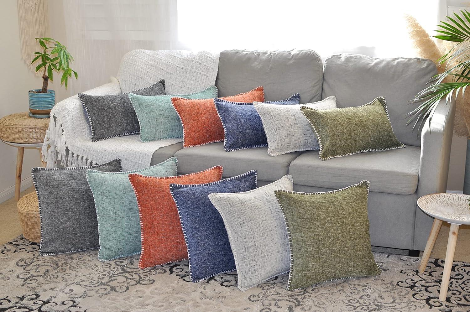 Oveesha Soft Textured Chenille Pillow Covers Set of 2 Cozy Cushion Covers