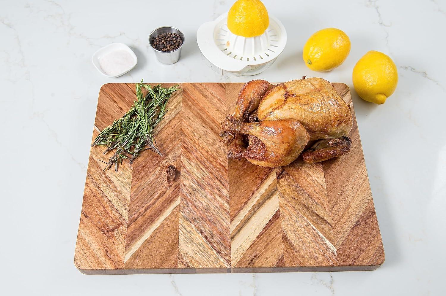 Medium Acacia Herringbone Rectangular Cutting and Serving Board