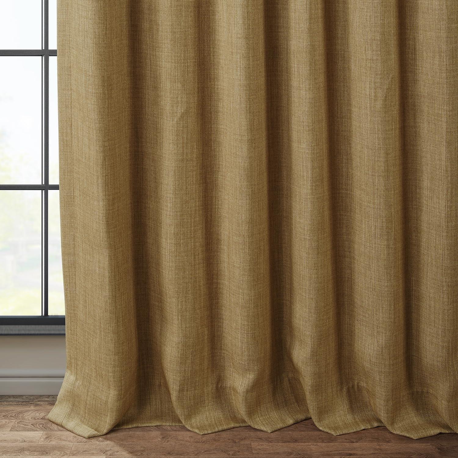 HPD Half Price Drapes Butterscotch Faux Linen Room Darkening Curtains for Bedroom & Living Room Curtains (1 Panel), Door & Window Curtains 120 inches long, 50W X 120L