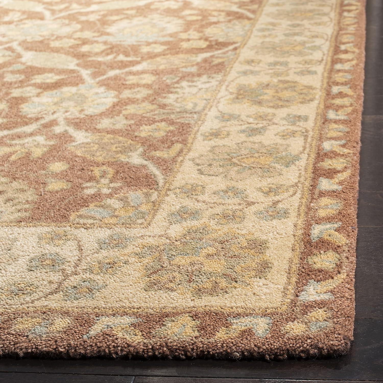 SAFAVIEH Antiquity Gisselle Traditional Floral Wool Area Rug, Brown/Taupe, 8' x 8' Square