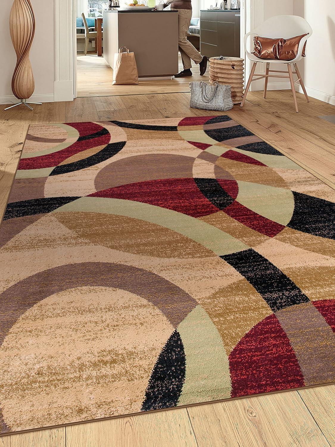 World Rug Gallery Geometric Circles Multi 7'10" x 10'2" Indoor Area Rug