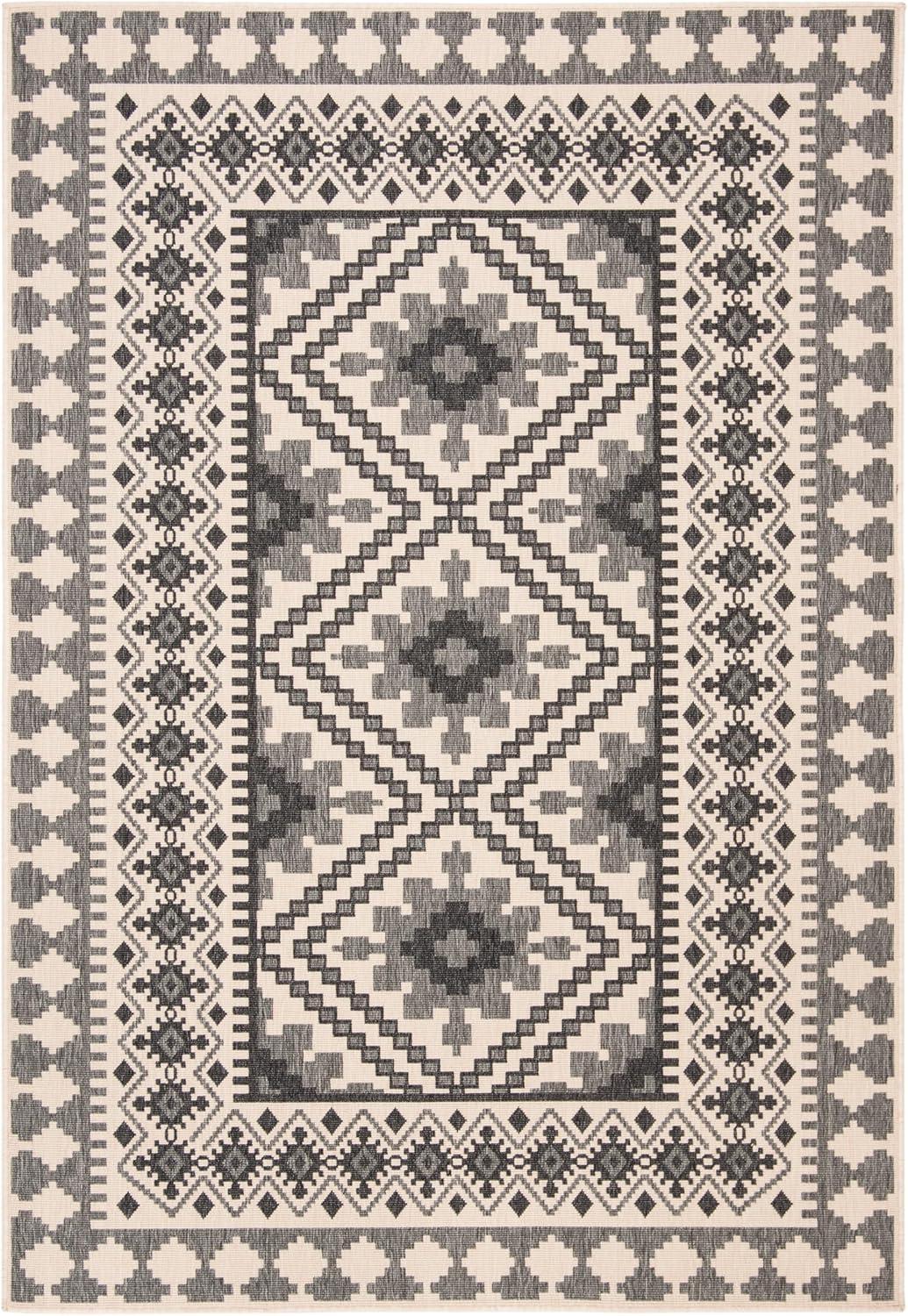 Veranda VER099 Power Loomed Indoor/Outdoor Area Rug - Ivory/Slate - 5'3"x7'7" - Safavieh