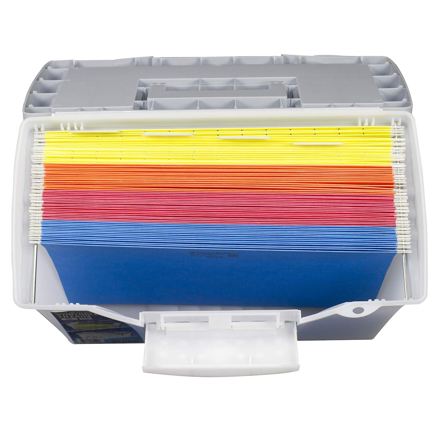 Portable Letter/Legal Filebox With Organizer Lid, Letter/Legal Files, 14.5" X 10.5" X 12", Clear/Silver