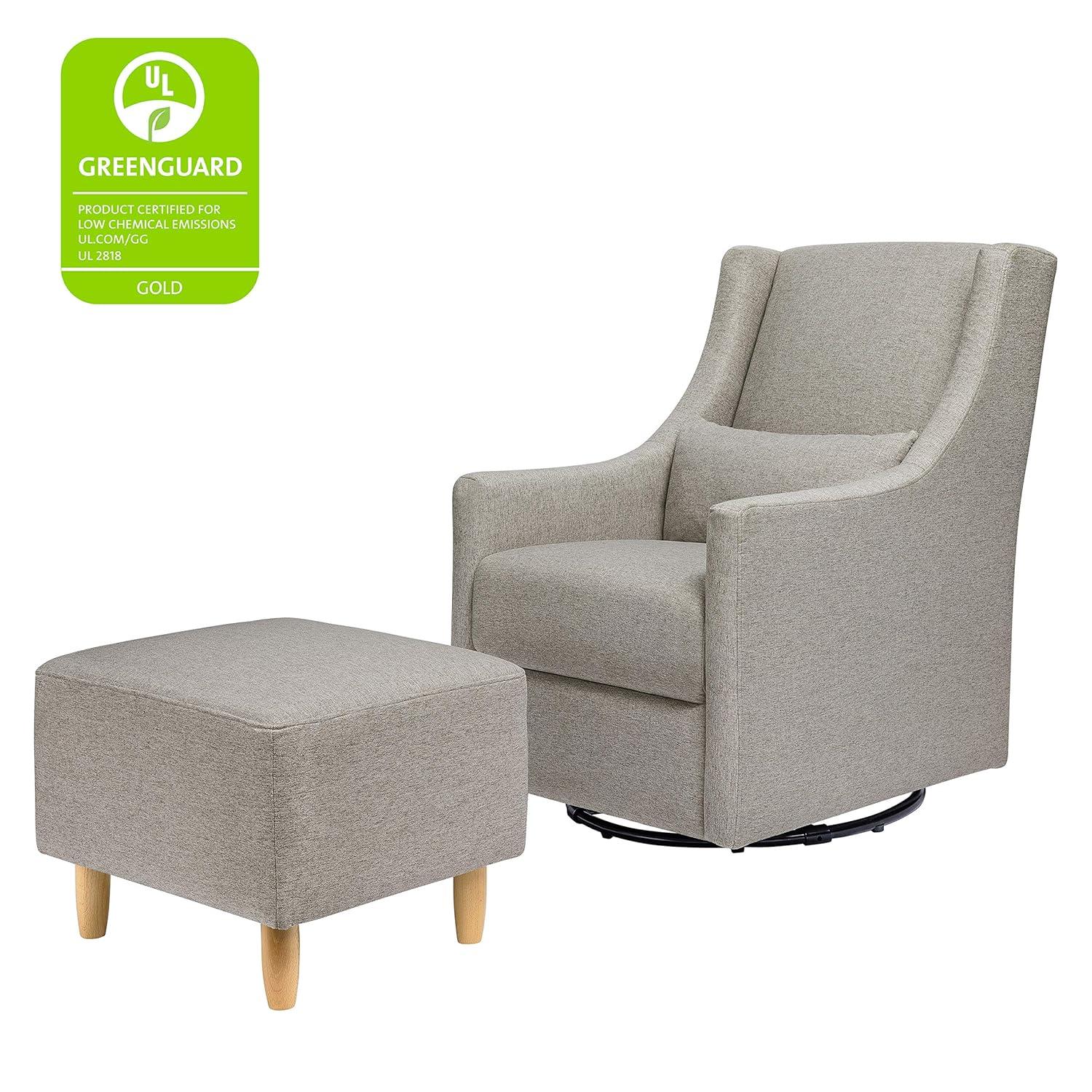 Eco-Weave Grey Swivel Glider with Ottoman for Modern Nurseries