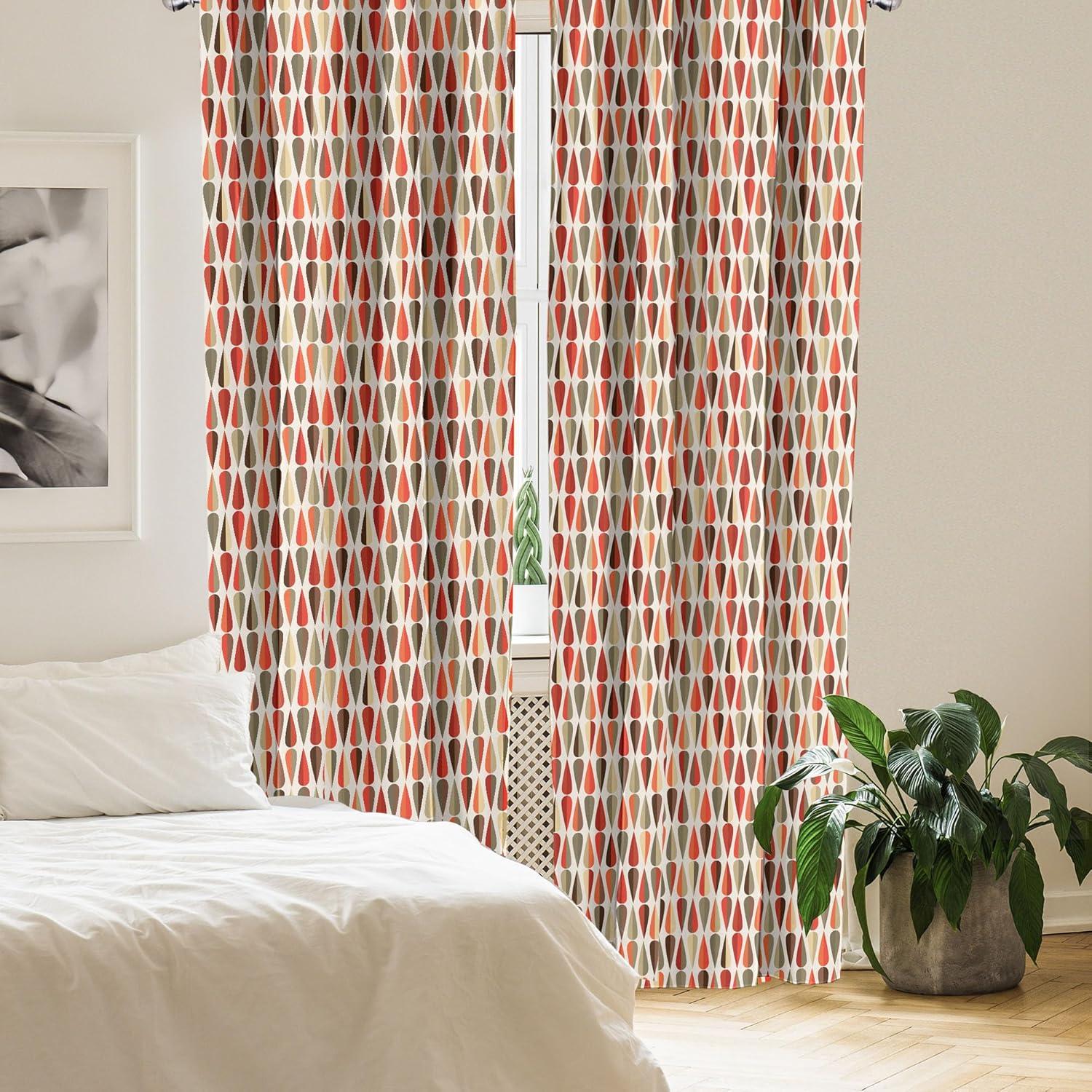 Retro Geometric Multicolor Microfiber Rod Pocket Curtain Panels