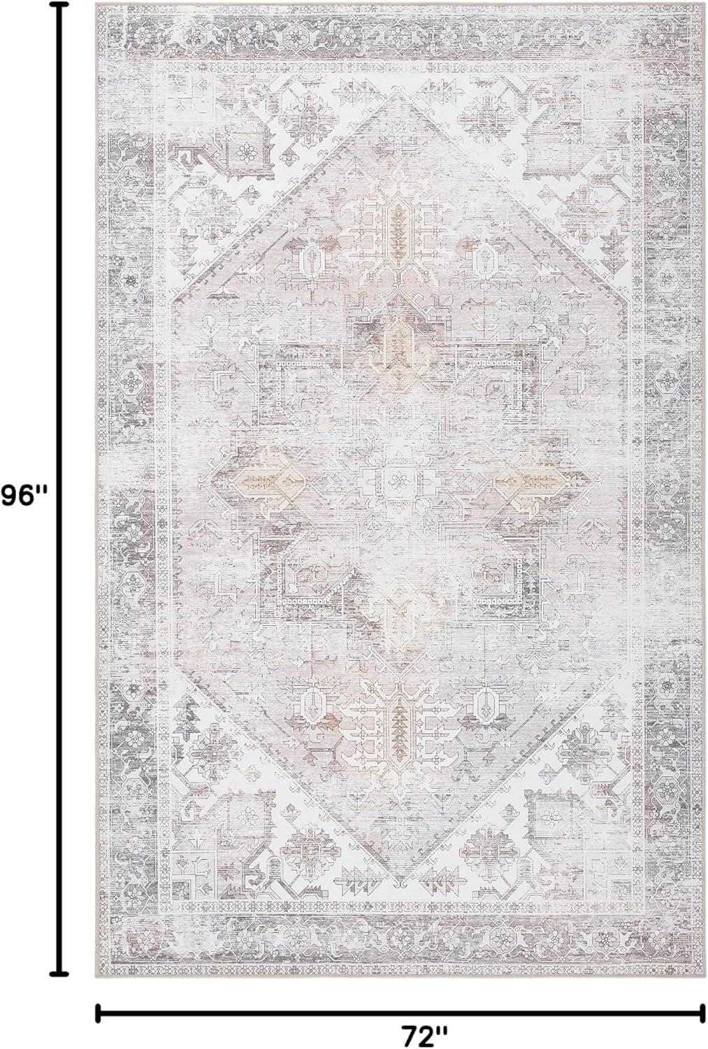 SAFAVIEH Tucson Jayla Oriental Machine Washable Area Rug, Sage/Ivory, 6' x 8'