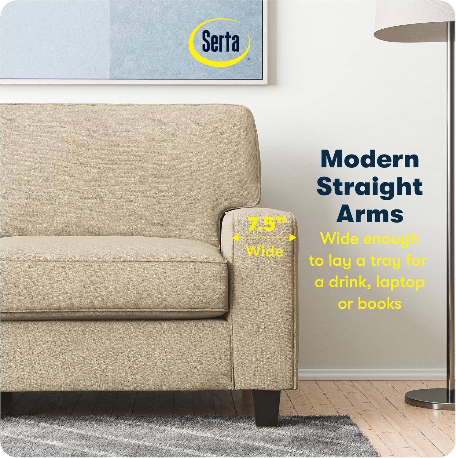 Serta Palisades 78" Track Arm Sofa, Easy Care Fabric, Soft Pillow Back, Pocket Coil Seat Cushions