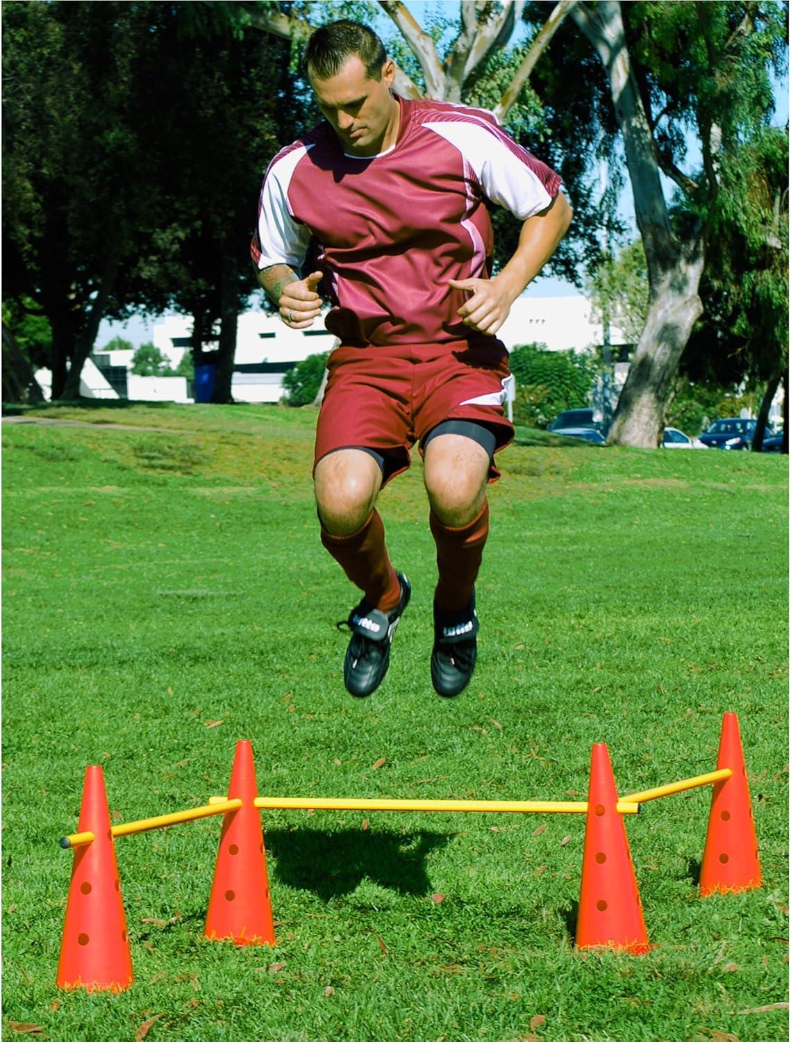 Adjustable Orange and Yellow Hurdle Cone Set with Poles