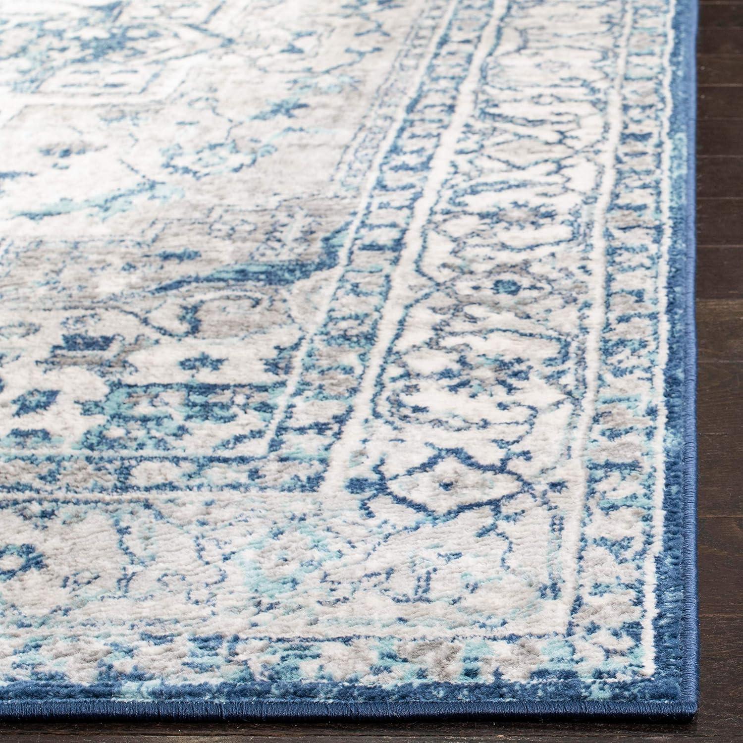 Brentwood BNT851 Power Loomed Indoor Area Rug - Light Grey/Blue - 5'x5' - Safavieh