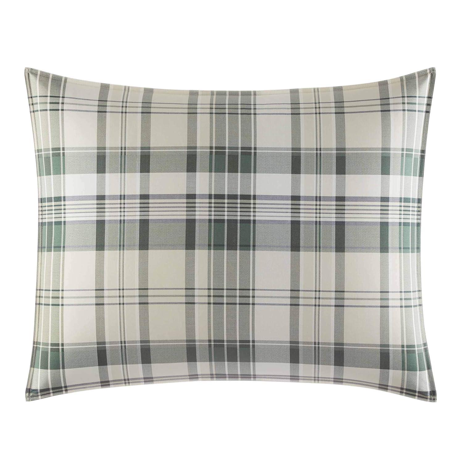 Eddie Bauer Plaid & Stripes Eddie Bauer Green Cotton Reversible Bedding Set