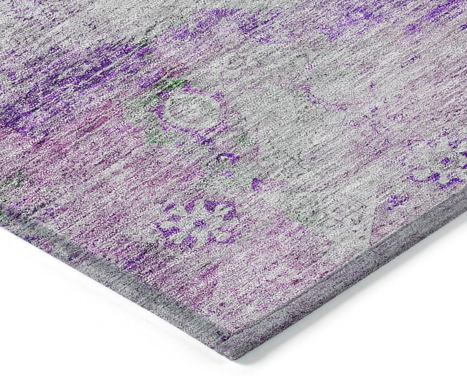 Purple Synthetic Flat Woven Rectangular 5' x 7' Area Rug