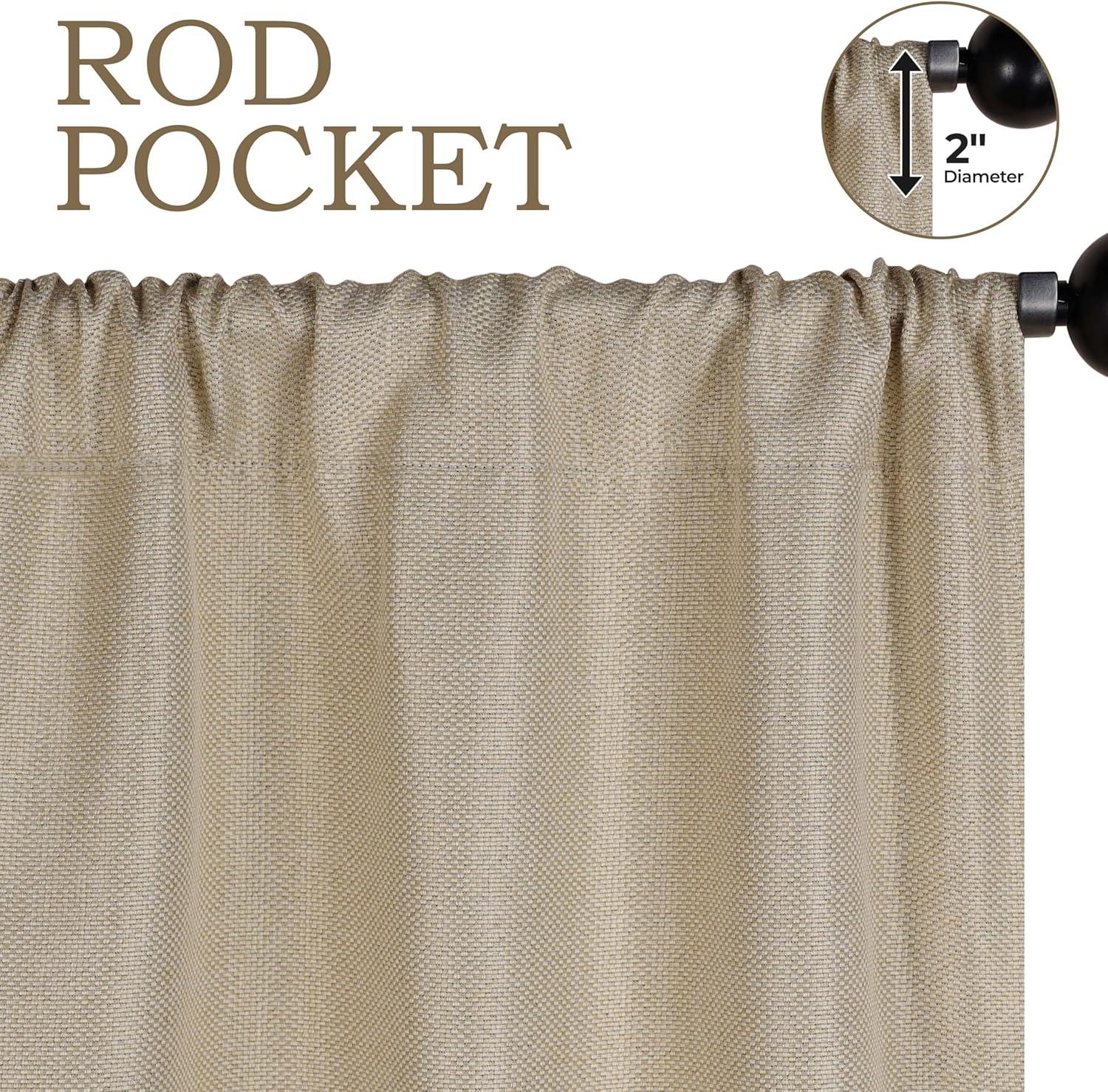 Superior Blackout Curtains, Insulated, Sun Blocking Curtain for Bedroom, Solid, Textured, Living Room Window, Thermal Woven, Jaxon Collection, Set of 2 Panels, Rod Pocket, 26" x 63", Beige