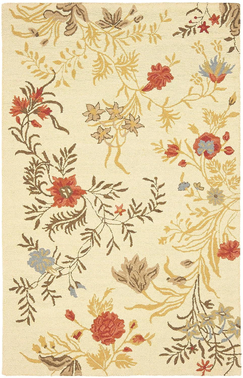 Blossom BLM916 Hand Hooked Indoor Area Rug - Beige/Multi - 5'x8' - Safavieh