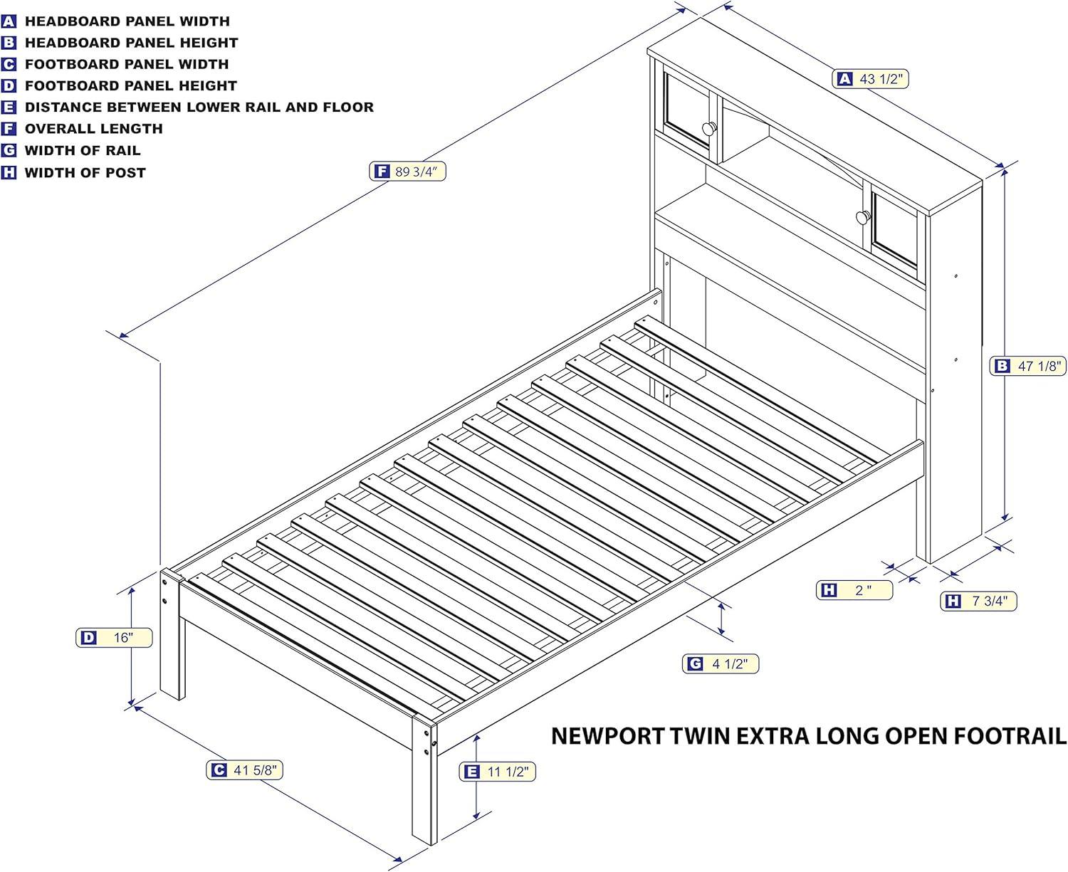 Espresso Twin XL Wood Platform Bed with Bookcase Headboard