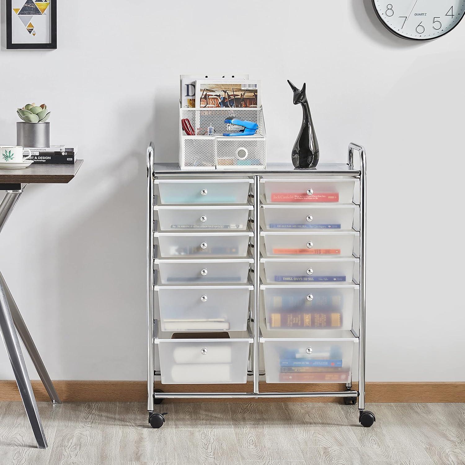 Yaheetech Drawers Rolling Storage Cart Mobile Storage Bin Trolley