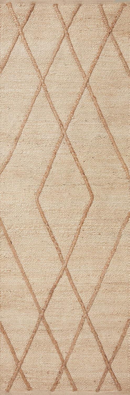 Ivory Geometric Braided Handwoven Jute Area Rug 5' x 7'