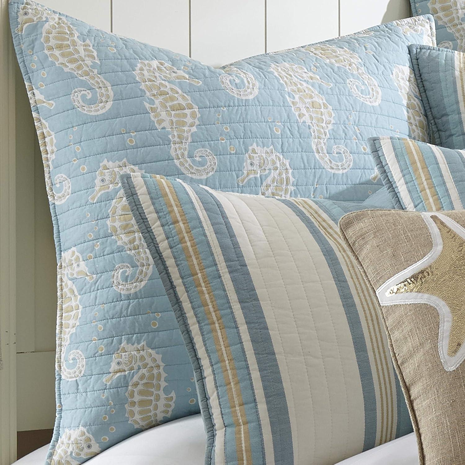 Levtex Home - Blue Maui Euro Sham Set of 2, Aqua, Coastal