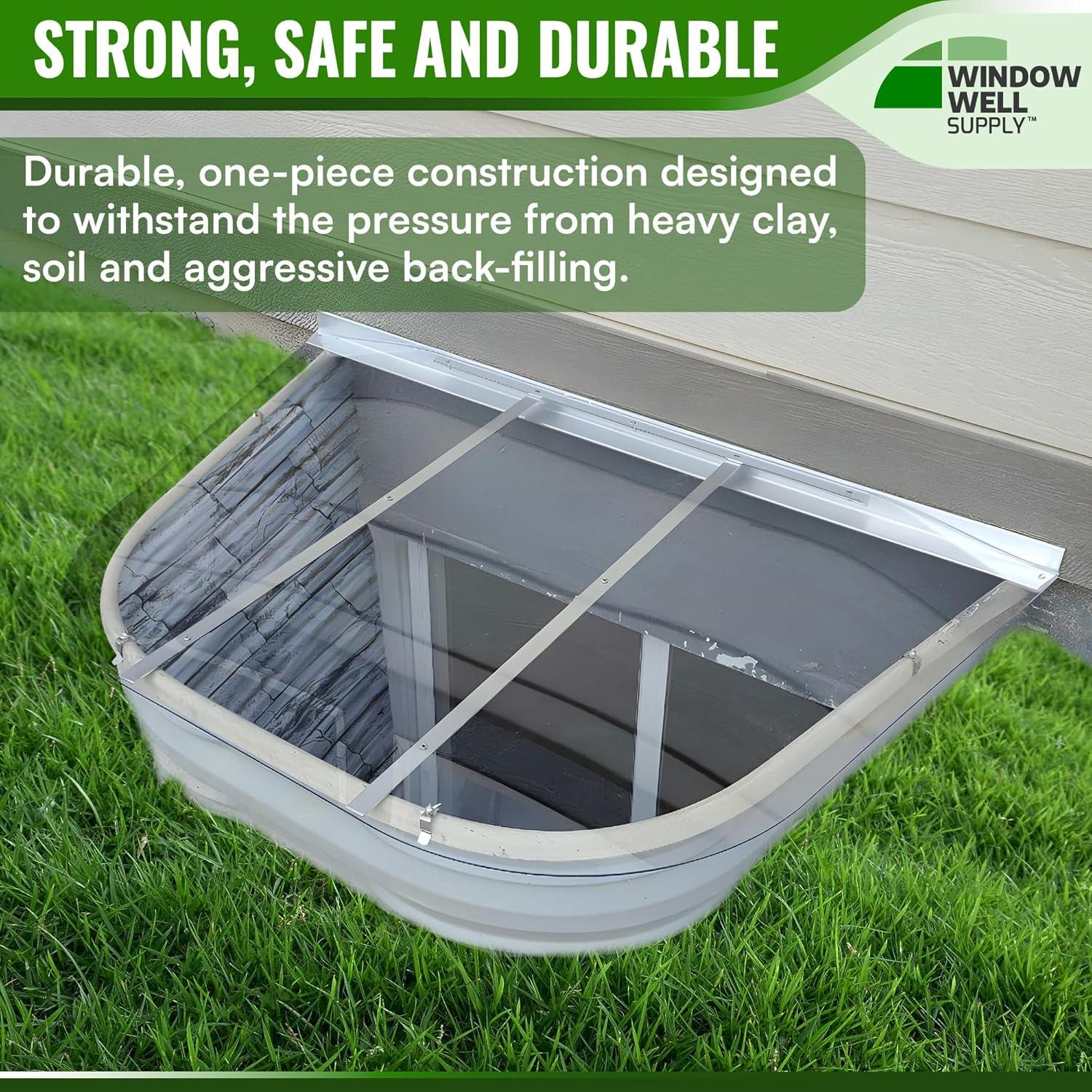 Gray Stoneview Heavy-Duty Corrugated Steel Window Well, 60" x 36"