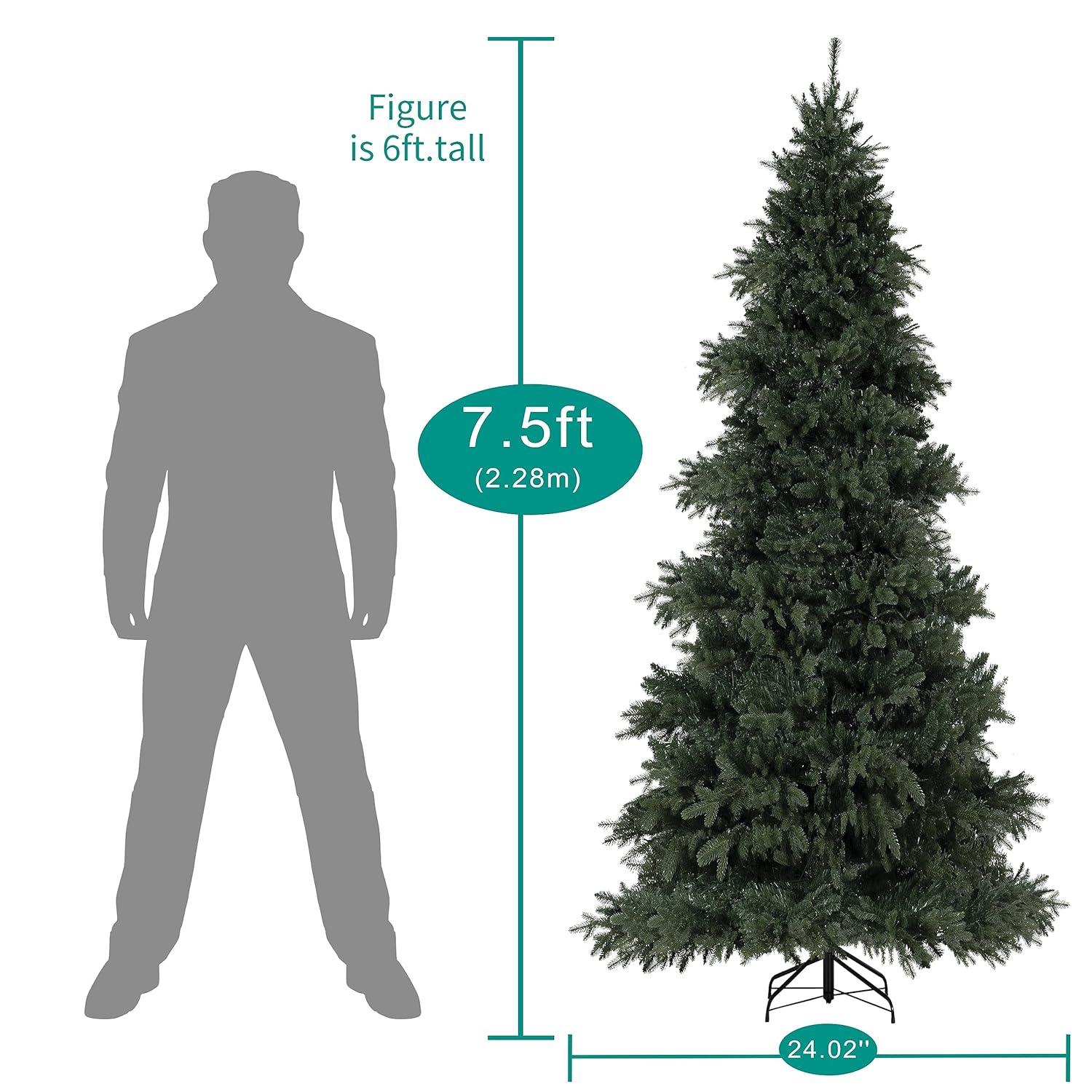 Home Imports Emporium Cynthia Prelit Aritificial Christmas Tree, Realistic Rustic Christmas Tree with Lights by Naomi Home Green,7.5ft