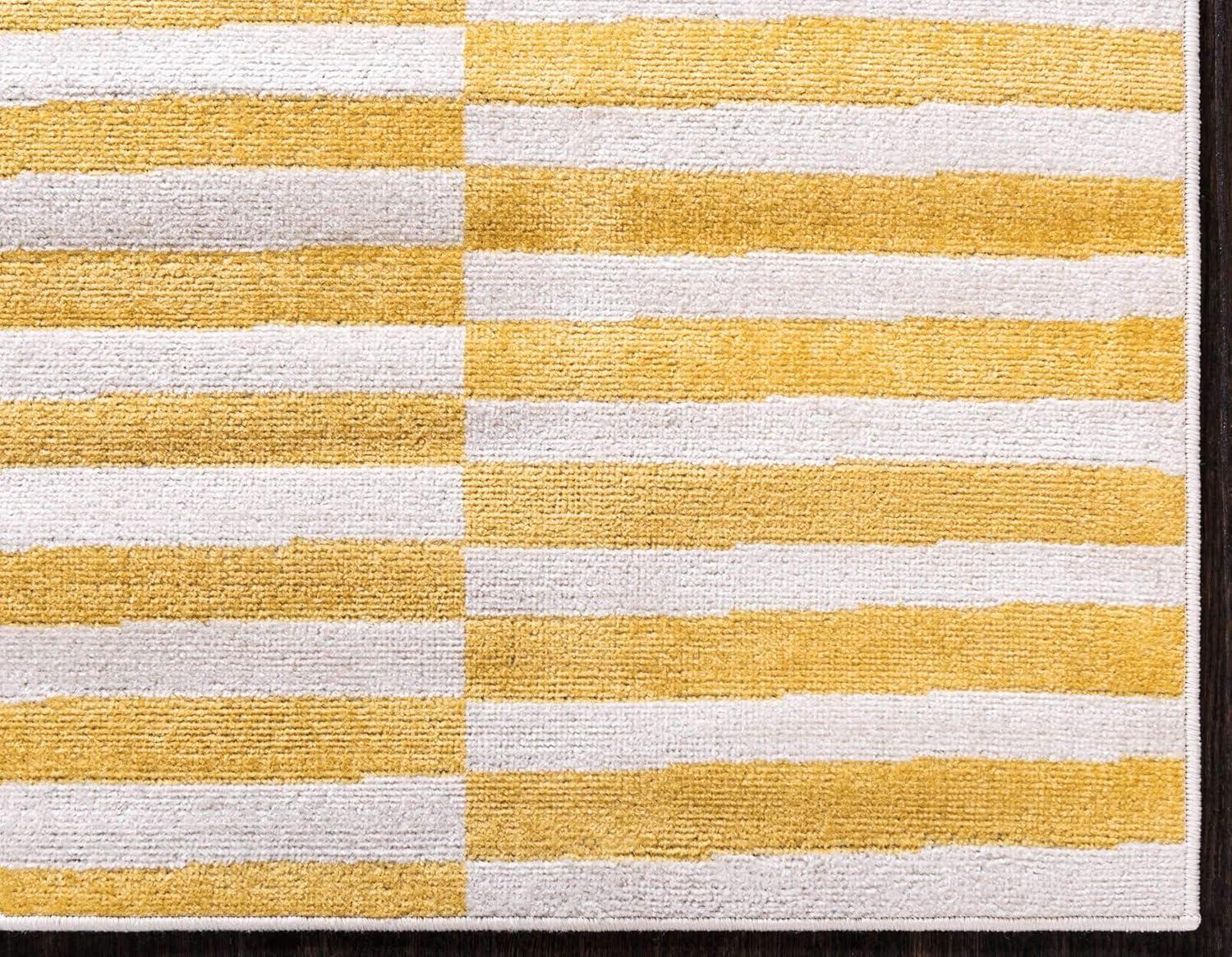 Unique Loom Williamsburg Collection Area Rug - Striped (4' 1" x 6' 1" Rectangle Yellow/Ivory)