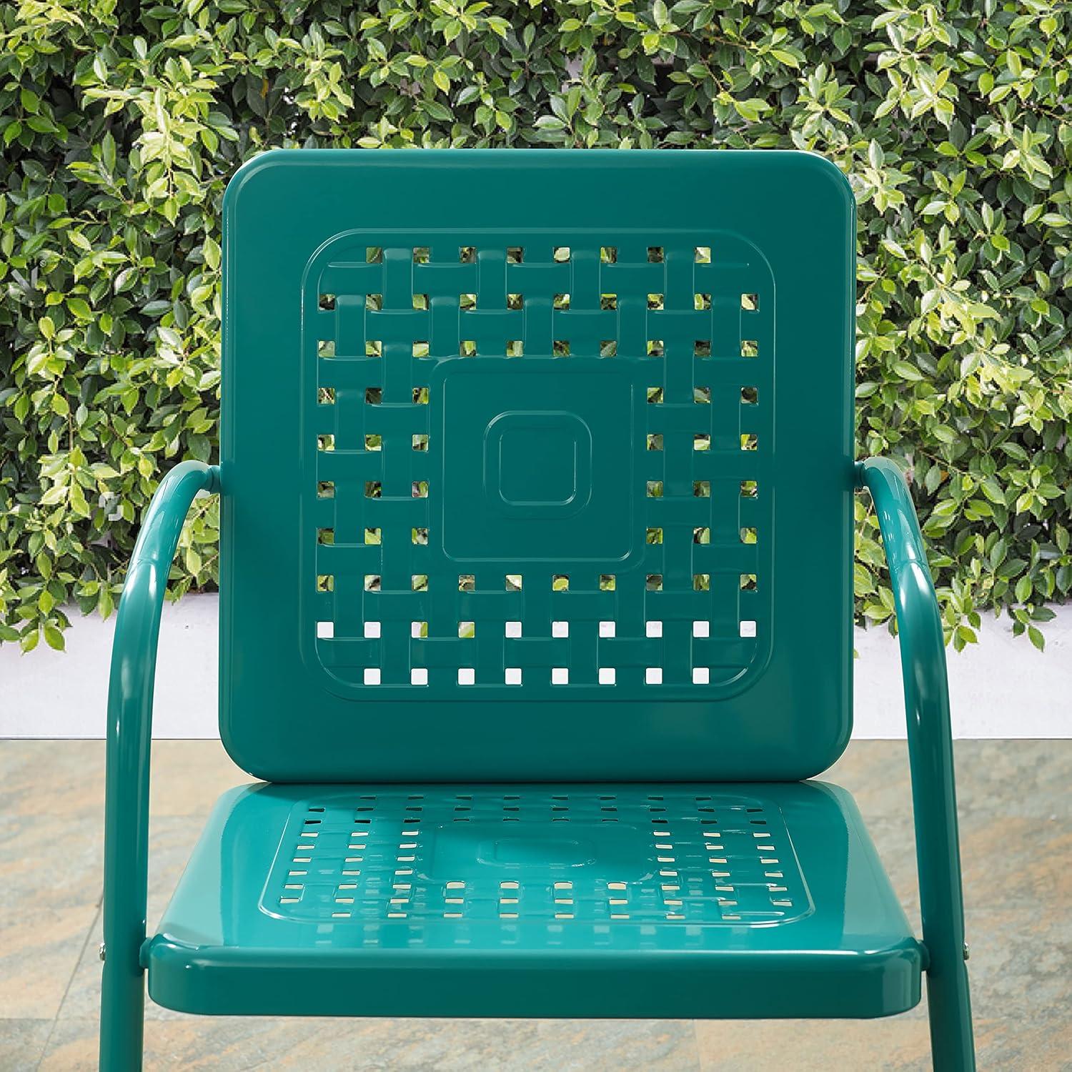 Vintage Turquoise Retro Metal Outdoor Armchair Set