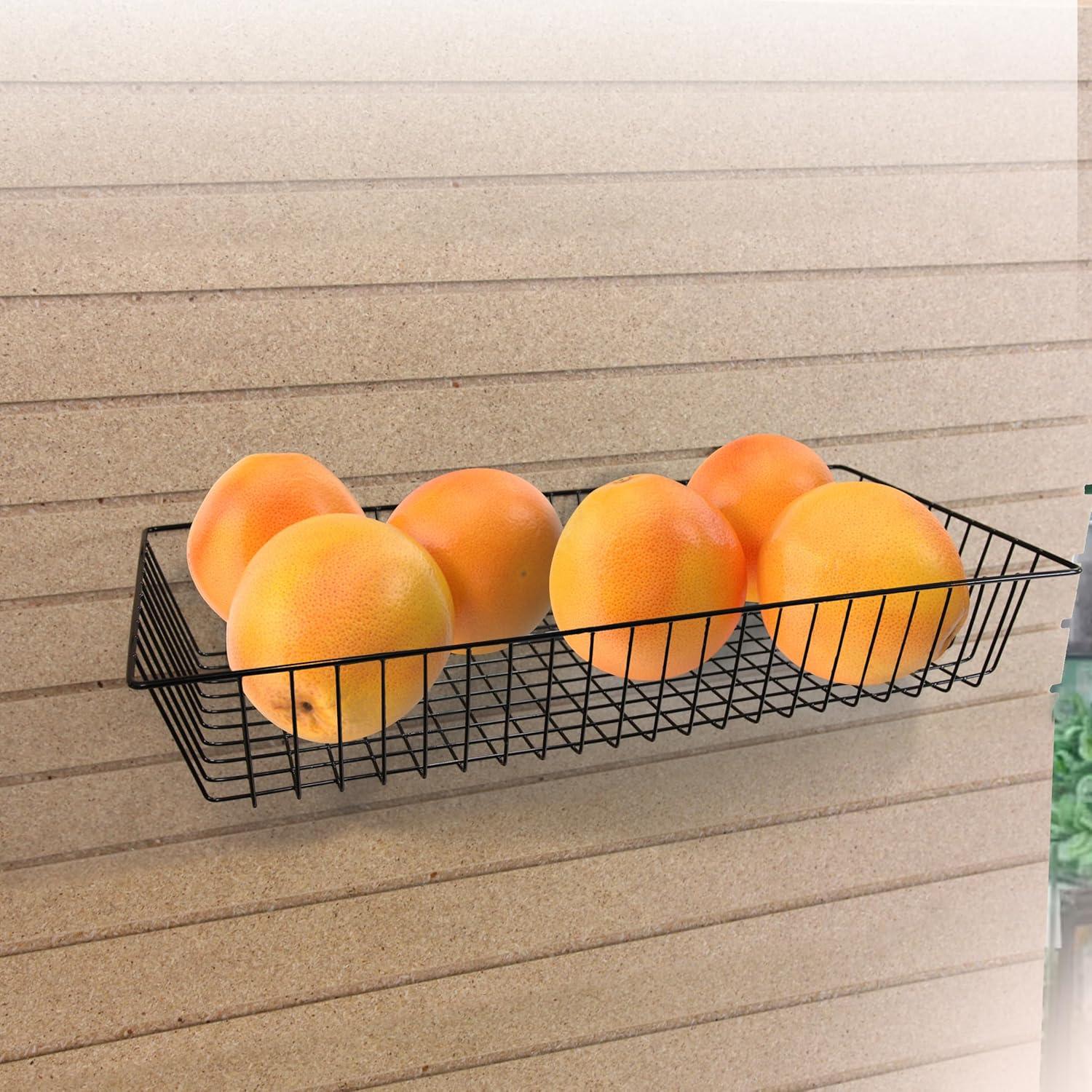 Black Mini Wire Grid Basket for Slatwall or Pegboard - 24''L x 12''W x 4"D