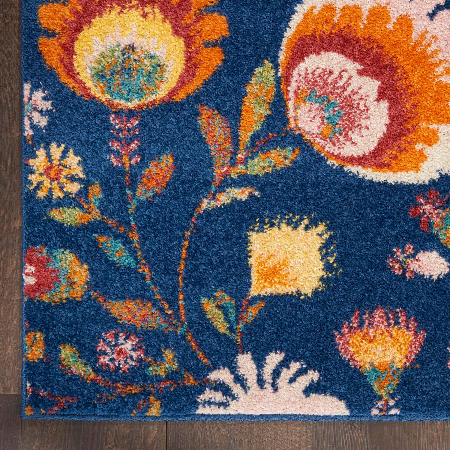Nourison Allur Blooming Floral Indoor Area Rug Navy Multicolor 7'10" x 9'10"