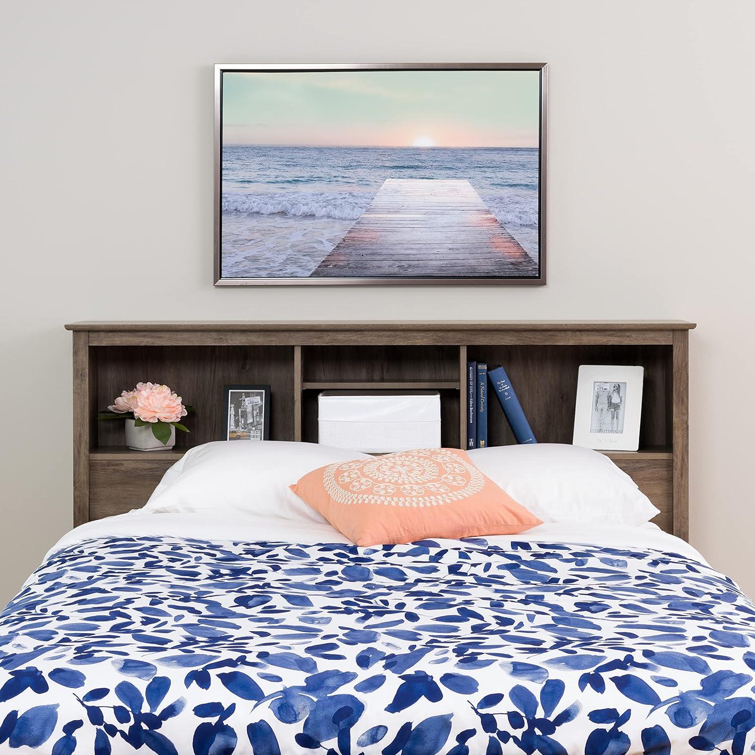 Queen Salt Spring Headboard Drifted Gray - Prepac: Coastal Style Storage Design