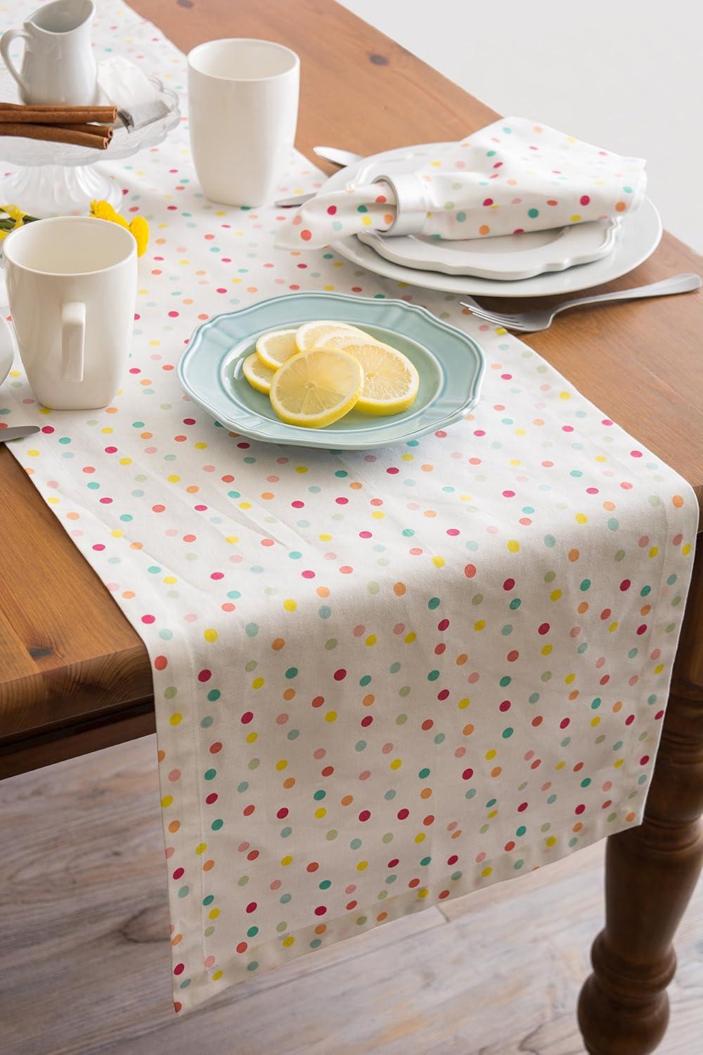 MULTI POLKA DOTS PRINT TABLE RUNNER 14x72