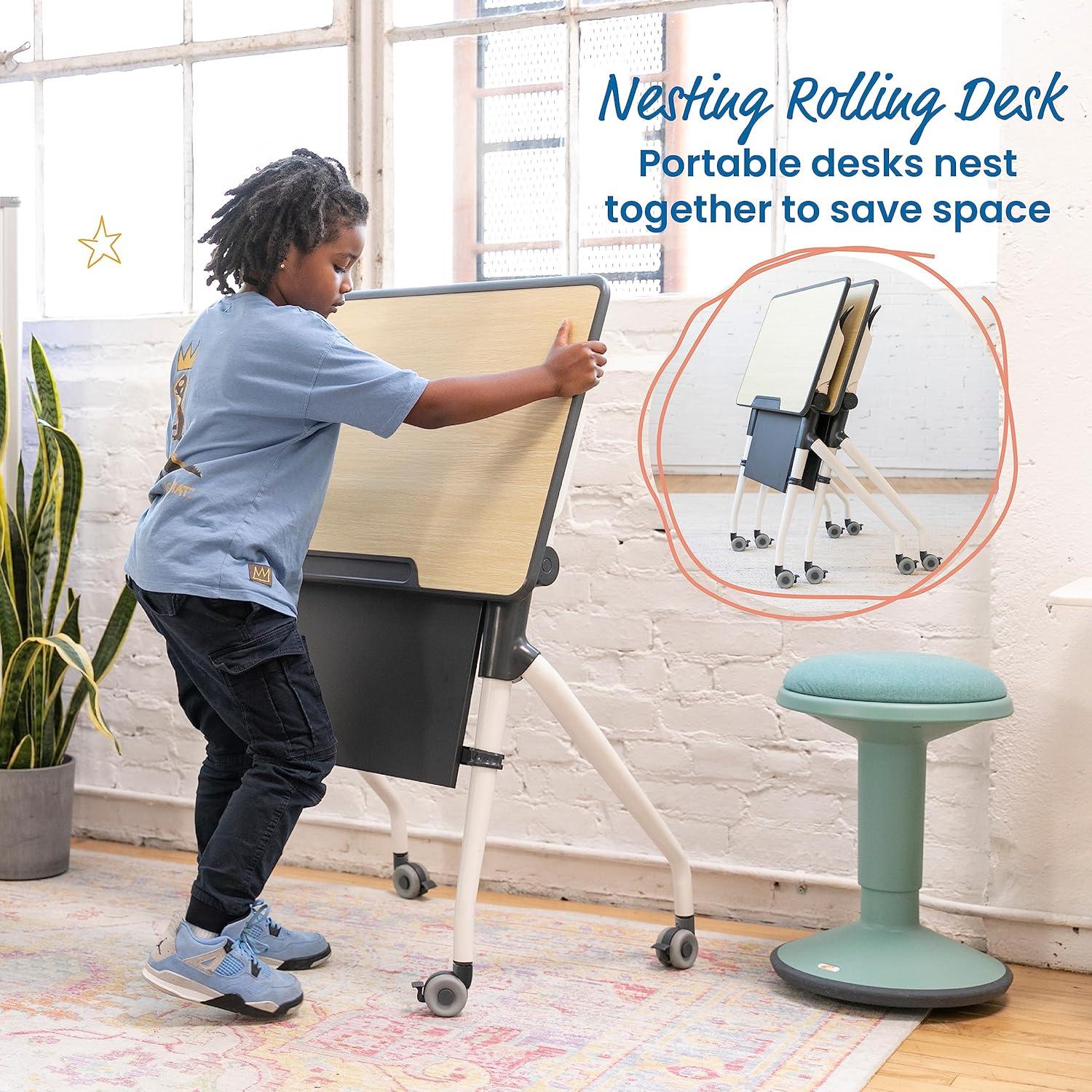 ECR4Kids ECR4Kids Nesting Student Desk, Portable Table, Maple/Grey