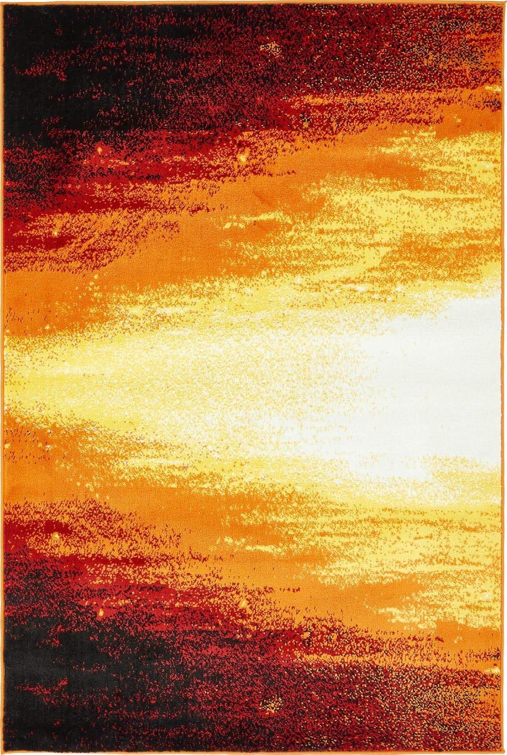 Unique Loom Metro Collection Area Rug - Sunlight (4' x 6' Rectangle Orange/Black)