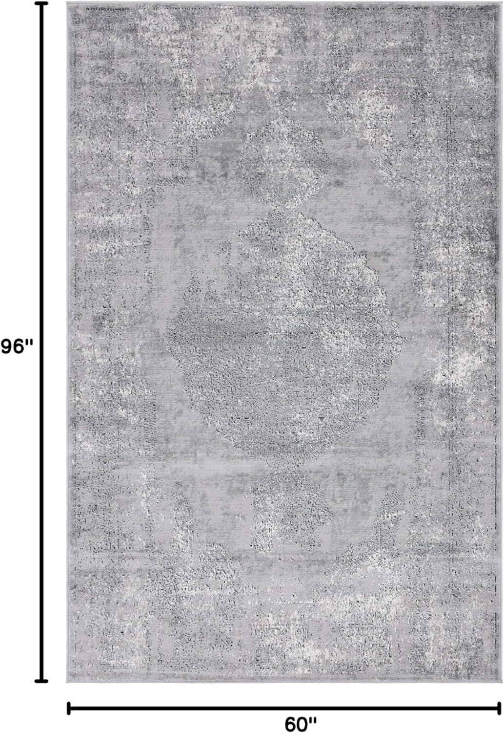 5'x8' Haze Solid Low-Pile Area Rug, Light Gray - JONATHAN Y