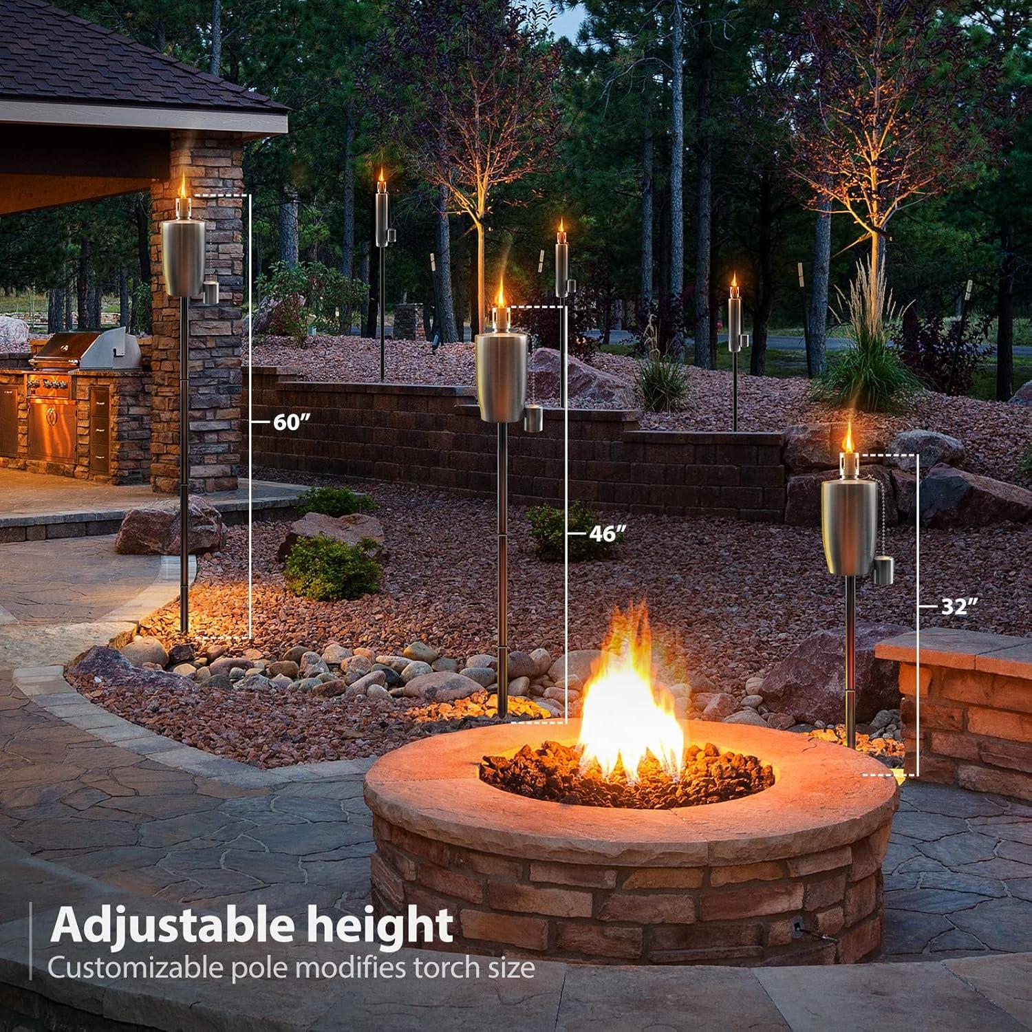 Matney Sorbus Garden Tiki Torches 60" Oil Lamp Fiberglass Wick (Set of 2)