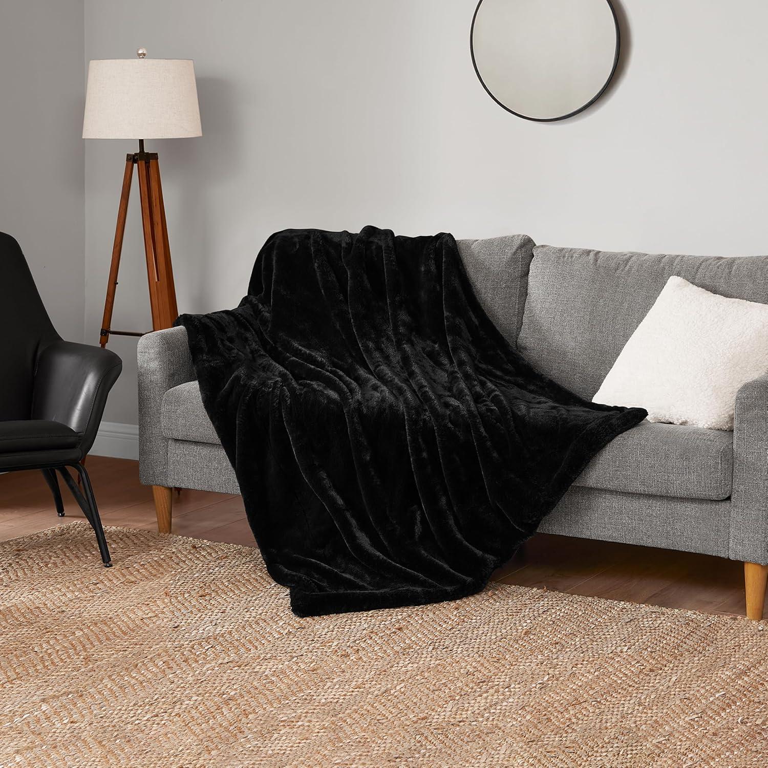 Lucky Brand Reversible Solid Rabbit Mink Faux Fur Luxurious & Soft Thow Blankets - 50" x 70" & Reviews | Wayfair