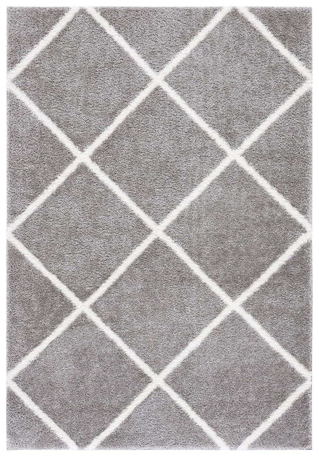 Tahoe Shag THO676 Power Loomed Indoor Area Rug - Grey/White - 9'x12' - Safavieh