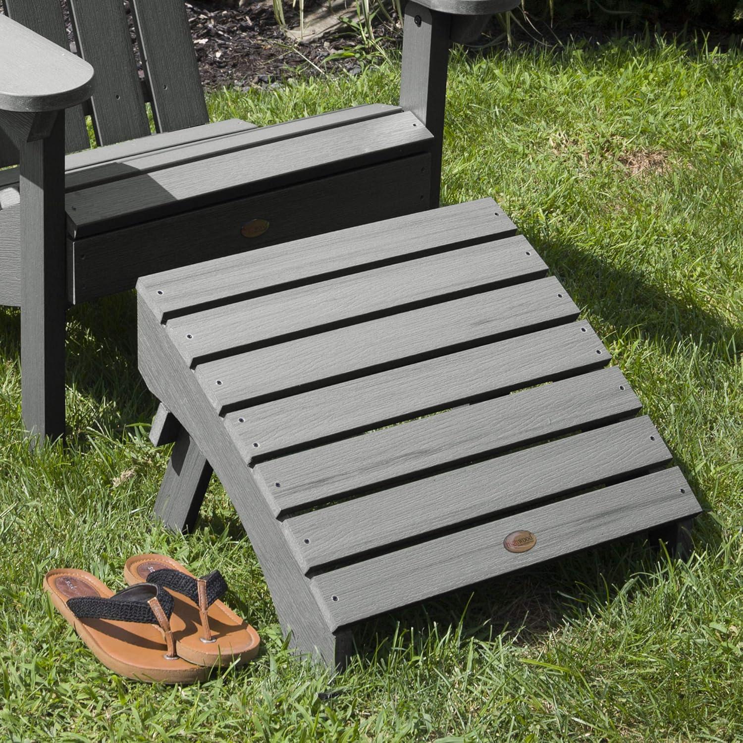 Folding Adirondack Patio Ottoman Coastal Teak Gray - highwood: All-Weather, Water-Resistant, No Assembly Required