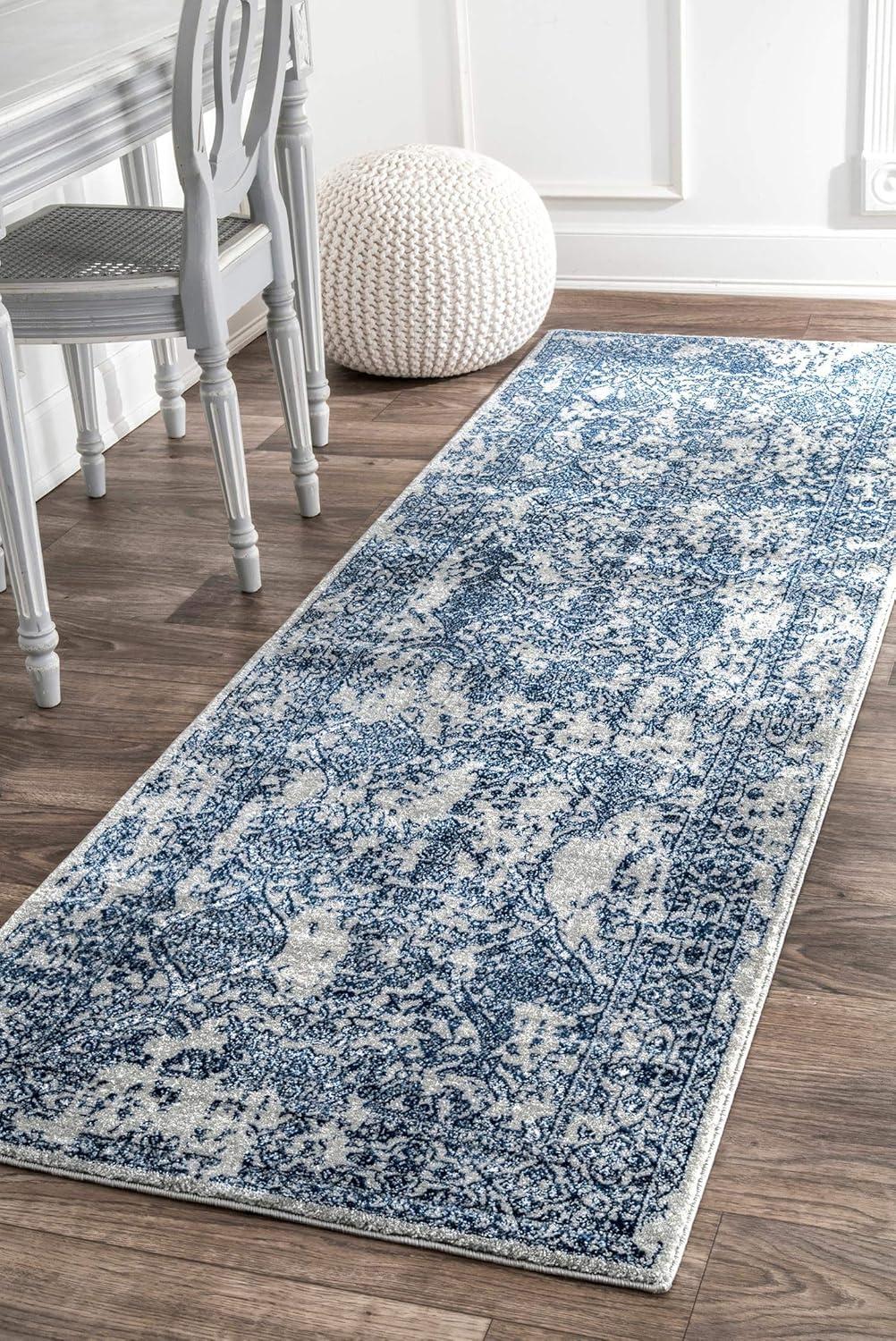 Odell Light Blue Floral Synthetic 5' x 7' Area Rug